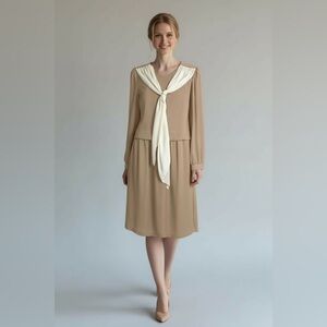 Eaton Vintage Dress, lightweight, tan & white